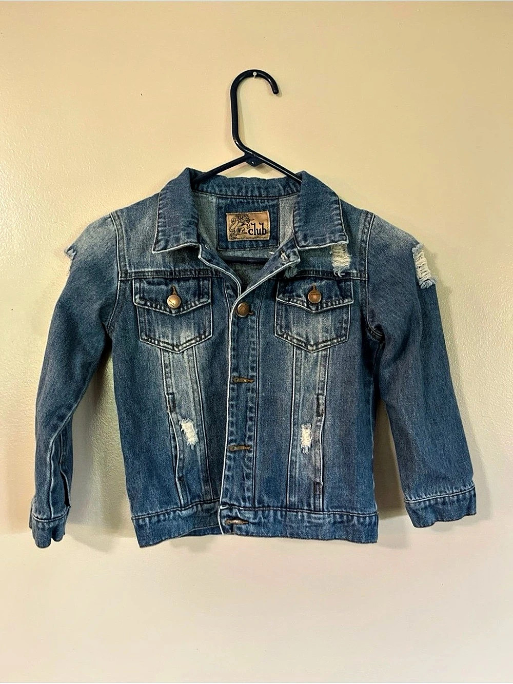 Denim Jacket Distressed Girls Size 6